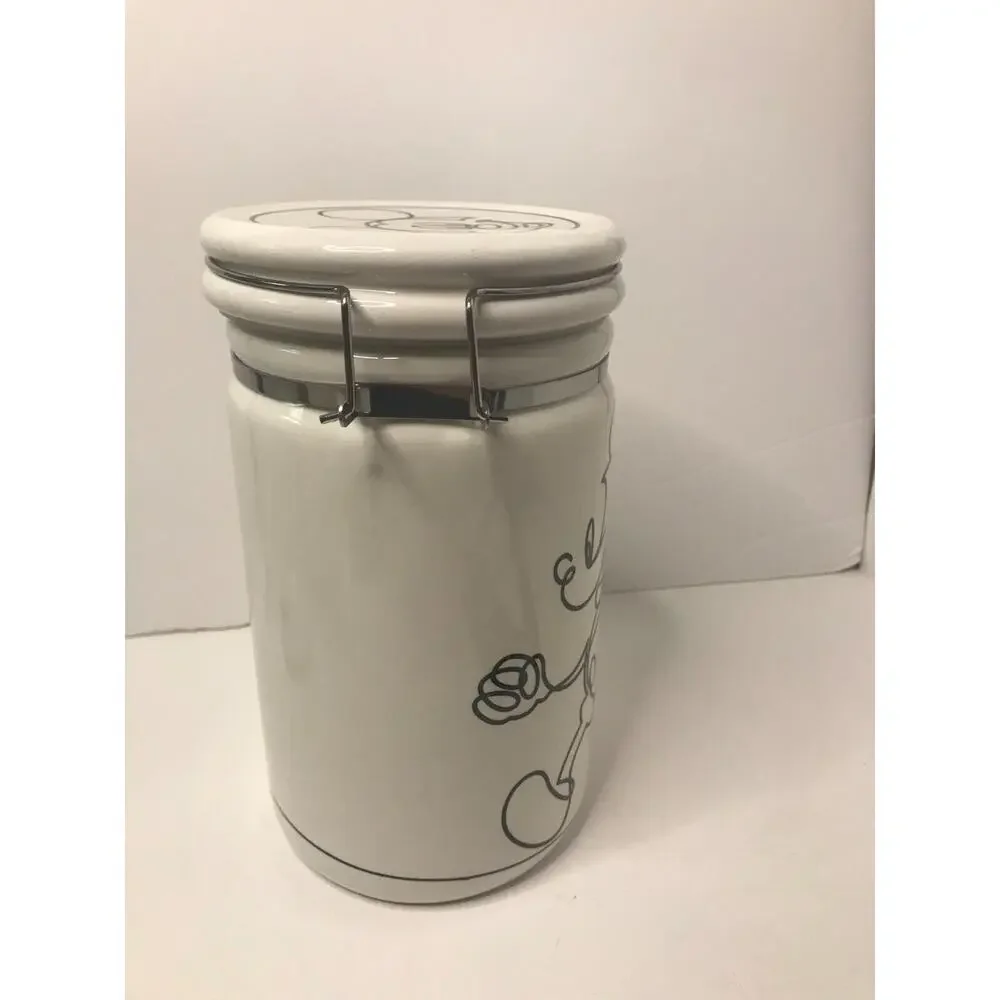 Disney Mickey Mouse 8” Linear Hinge Cookie Jar Canister Container Black White N
